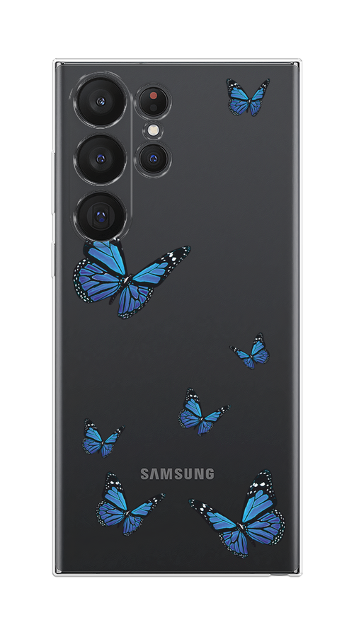 

Чехол Homey на Samsung Galaxy S23 Ultra 5G "Blue butterflies", Синий;черный, 2107550-1