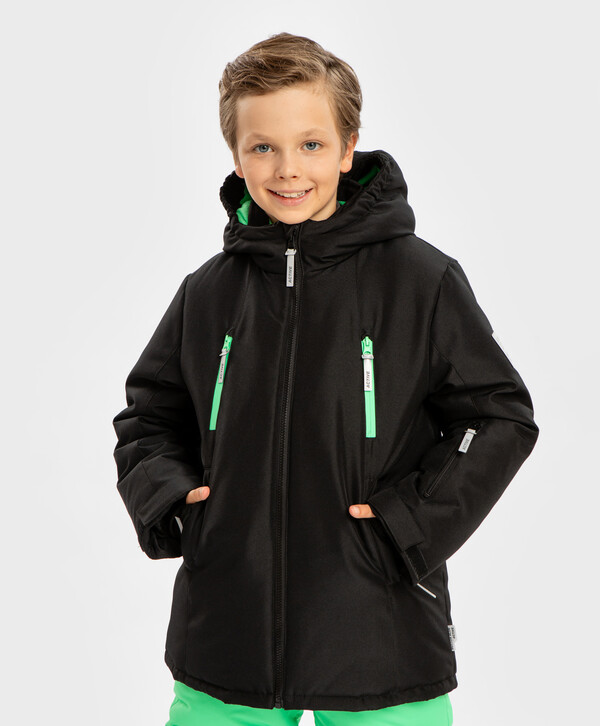 

Куртка зимняя непромокаемаяи манжетами-митенками черная Button Blue, 104, 224BBBA4105, Черный, 224BBBA4105