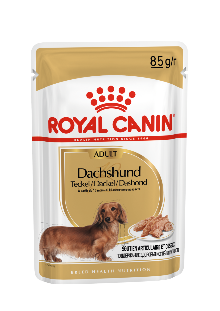 фото Влажный корм для собак royal canin dachshund adult, такса, курица, 85г