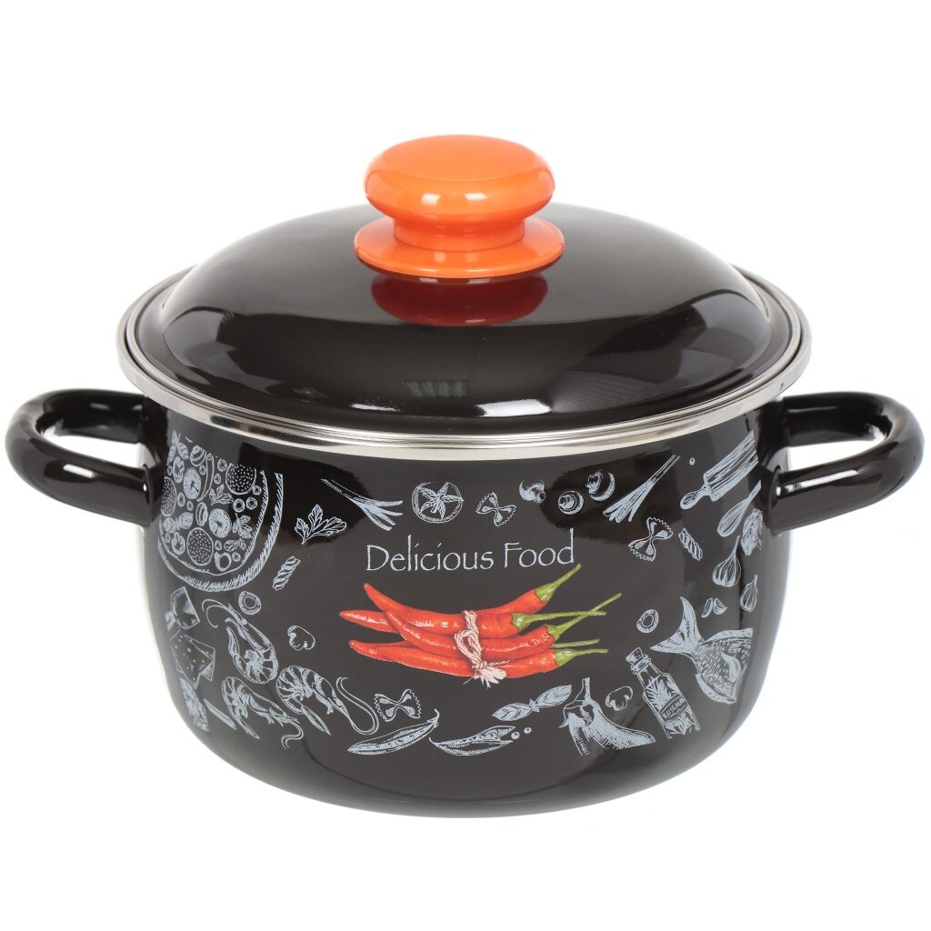 

Кастрюля 2 л с крышкой крышка сталь Appetite Chilli 1МС161Р черная индукция, Черный