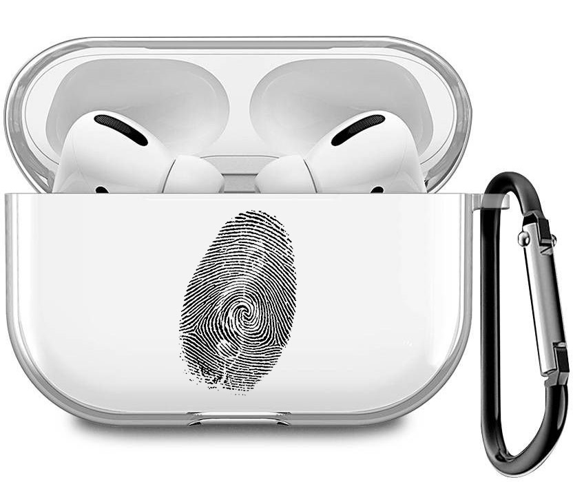 

Прозрачный чехол для наушников Apple Airpods Pro с 3D принтом "Fingerprint", Прозрачный;черный, 200008679