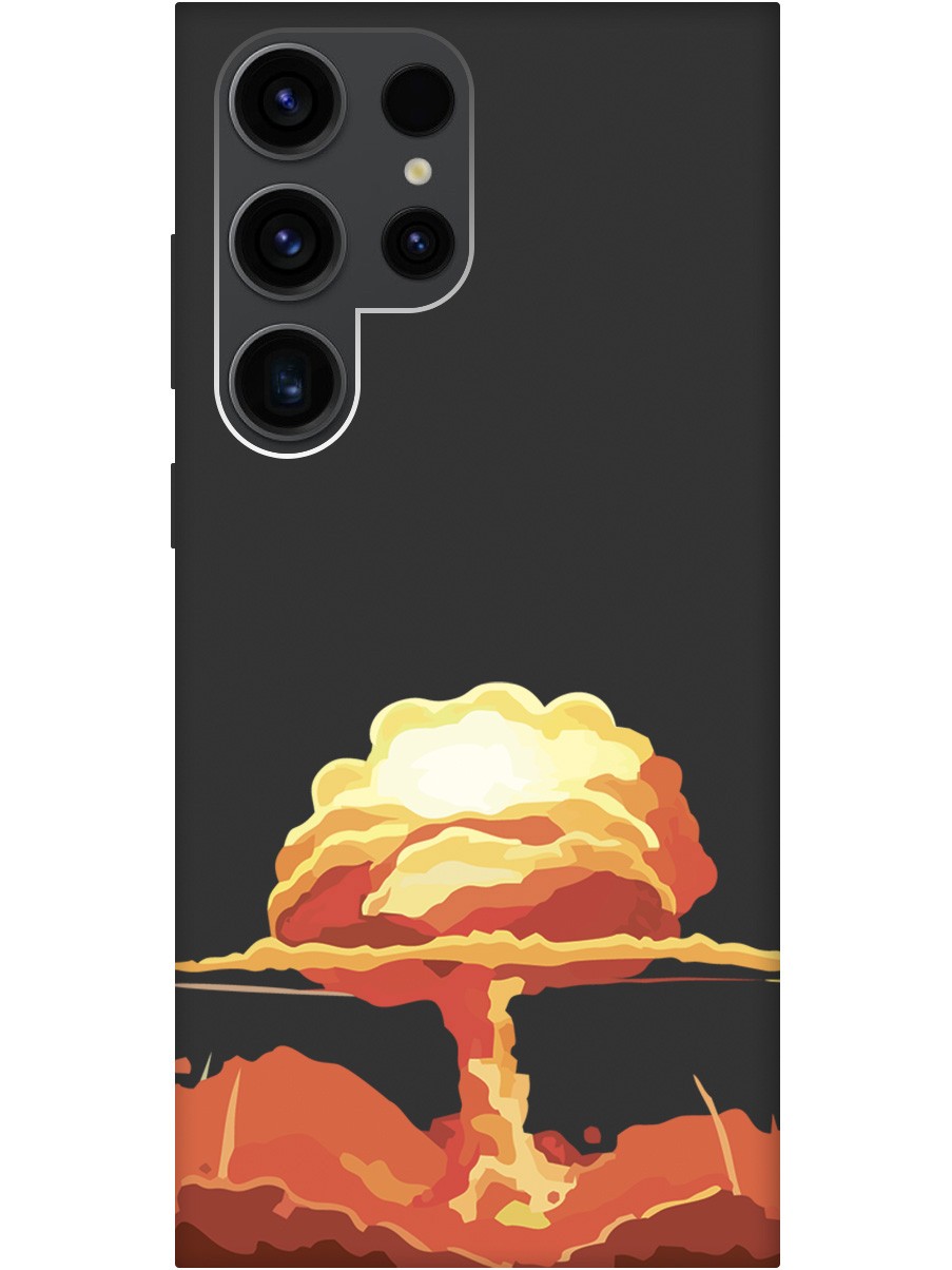 

Чехол на Samsung Galaxy S23 Ultra силиконовый матовый Soft Touch с принтом "Boom", Черный;красный, 20000522