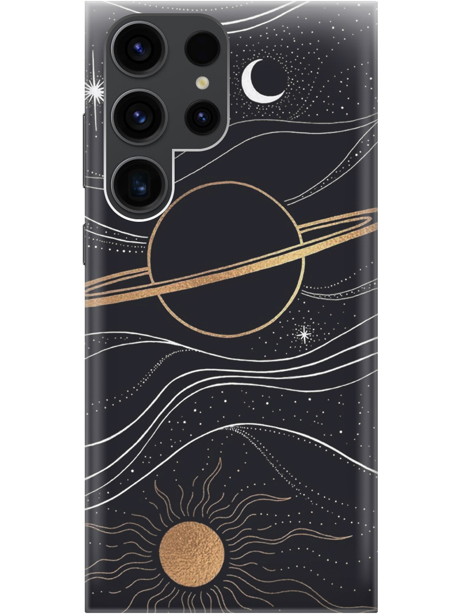 

Чехол на Samsung Galaxy S23 Ultra матовый "Сатурн и солнце", Белый;желтый, 20000522