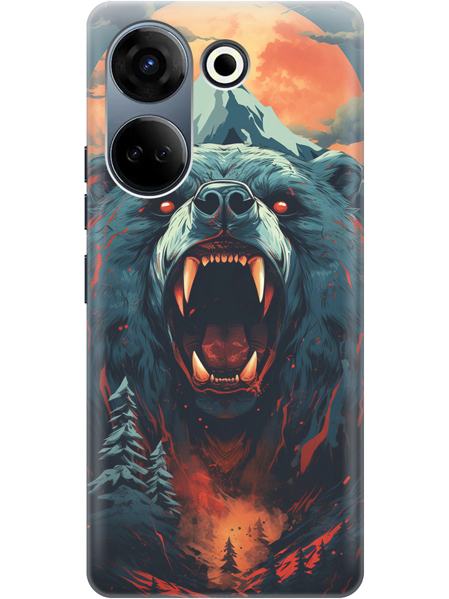 

Чехол на Tecno Camon 20/Tecno Camon 20 Pro "Гризли при красной луне", Красный;синий;черный, 20000097