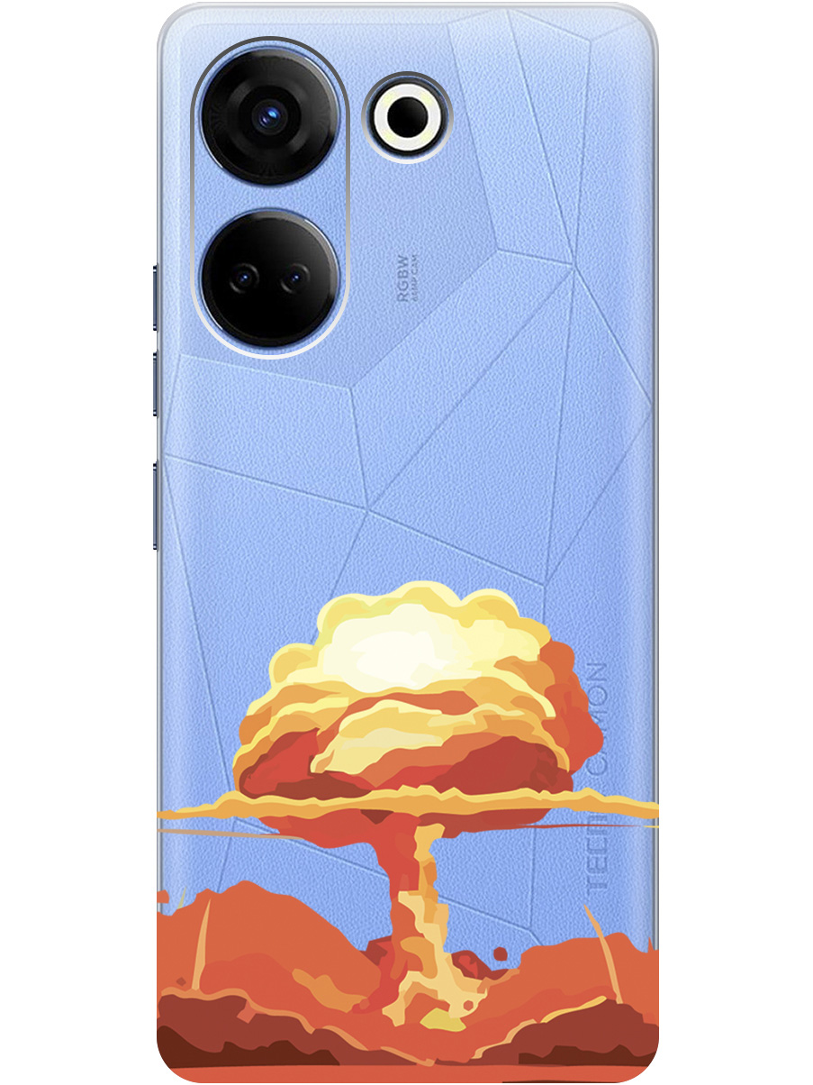 

Чехол на Tecno Camon 20/Tecno Camon 20 Pro силиконовый с принтом "Boom", Прозрачный;красный, 20000097