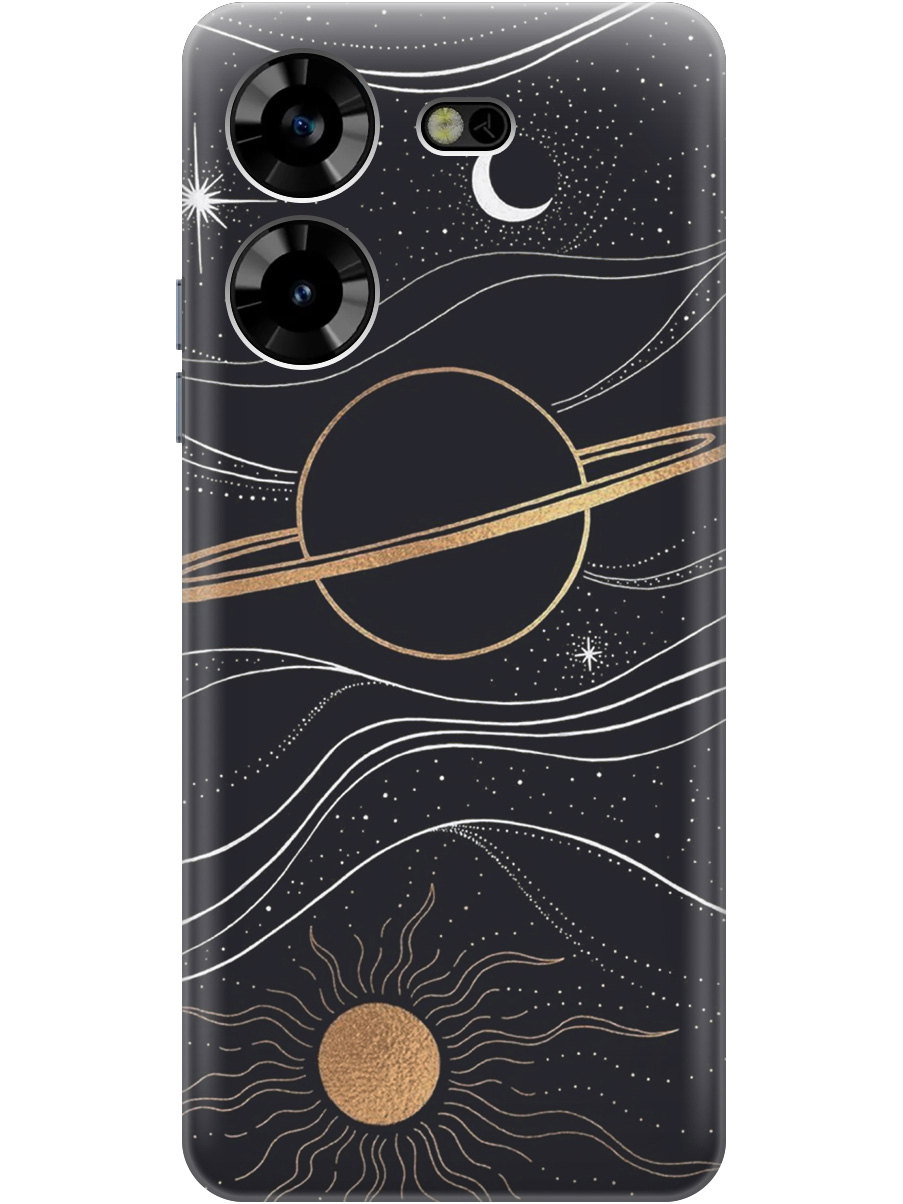 

Чехол на Tecno Pova 5 силиконовый матовый Soft Touch с принтом "Сатурн и солнце", Белый;желтый, 20000042