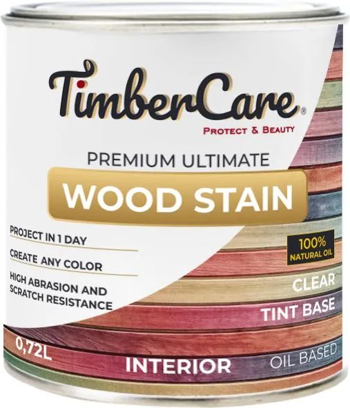 фото Масло для дерева и мебели timbercare wood stain, прозрачный - колеровочная база, 0.72 л