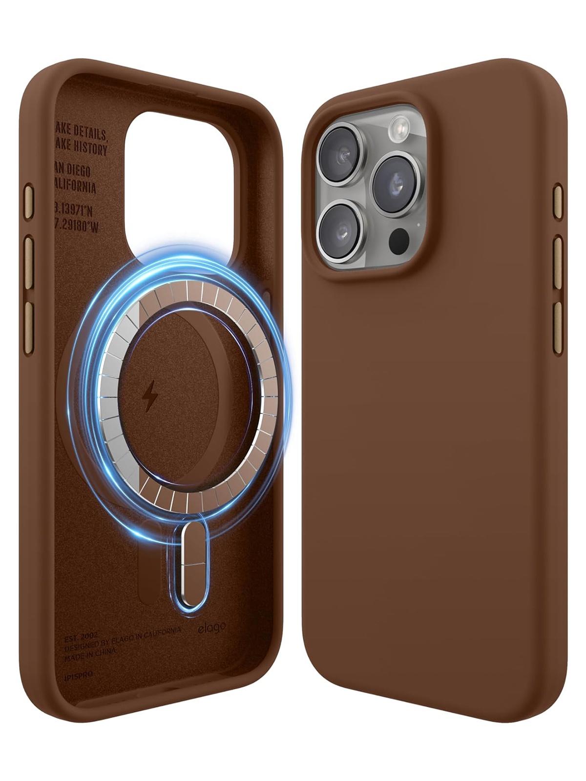 Чехол Elago для iPhone 15 Pro с MagSafe и покрытием Soft-touch, коричневый