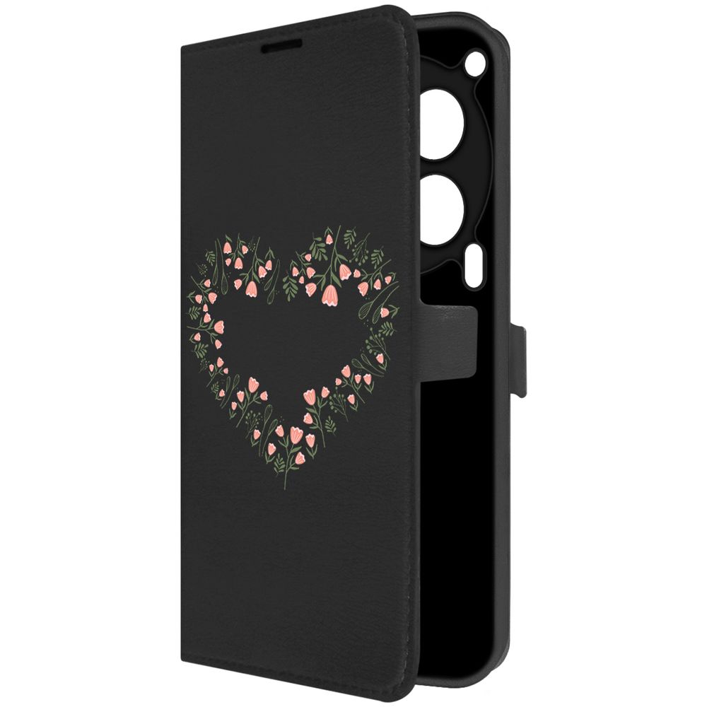 

Чехол-книжка Krutoff Eco Book для TECNO Camon 30 5G Цветочное сердце (черный)