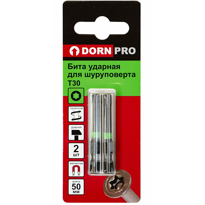 

Биты ударные DORN PRO Т30, 50 мм 2 шт