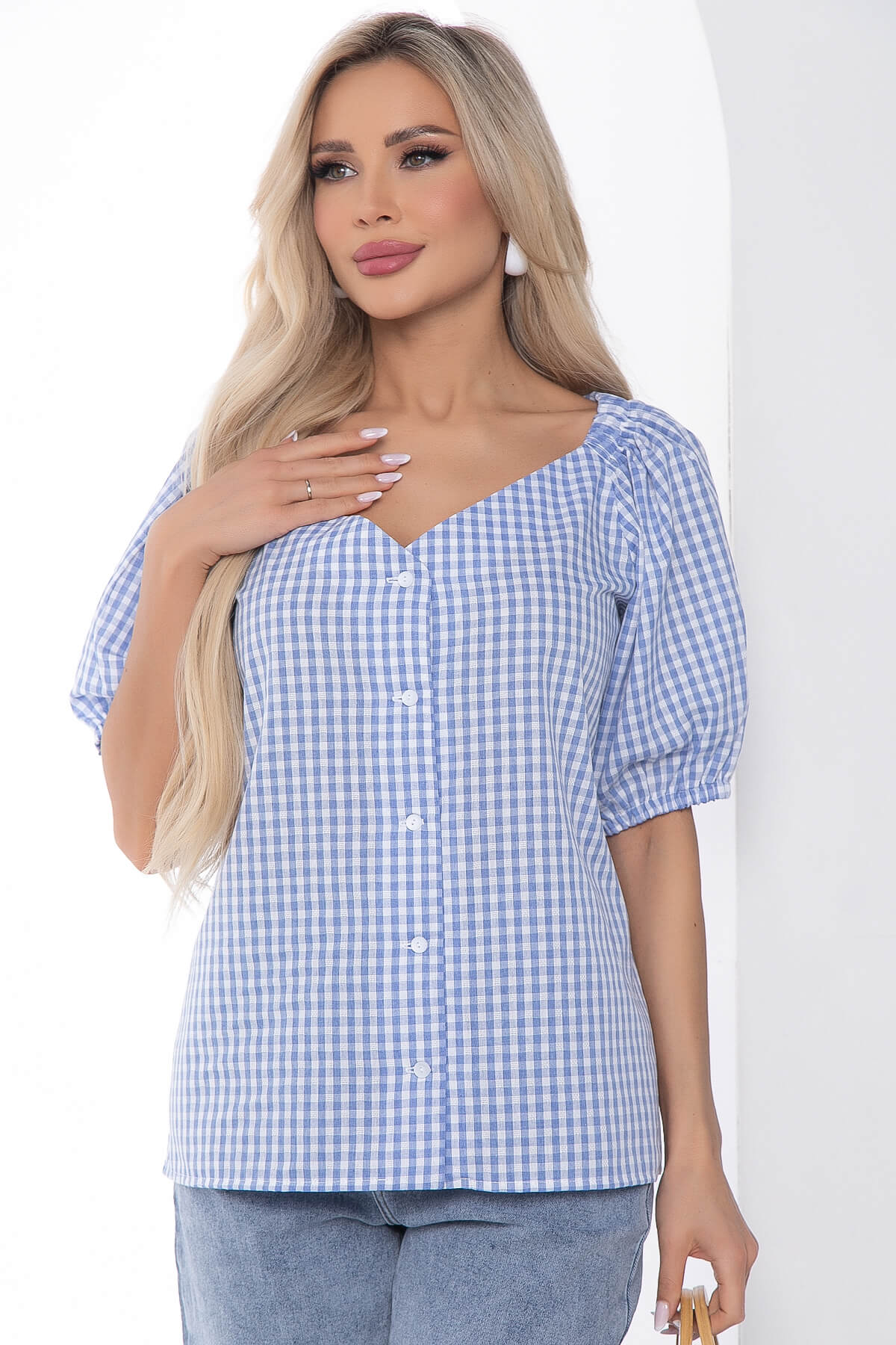 

Блуза женская LT Collection Джейн голубая 52 RU, Голубой, Джейн