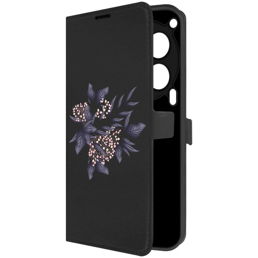 

Чехол-книжка Krutoff Eco Book для TECNO Camon 30 5G Розовые бутоны (черный)