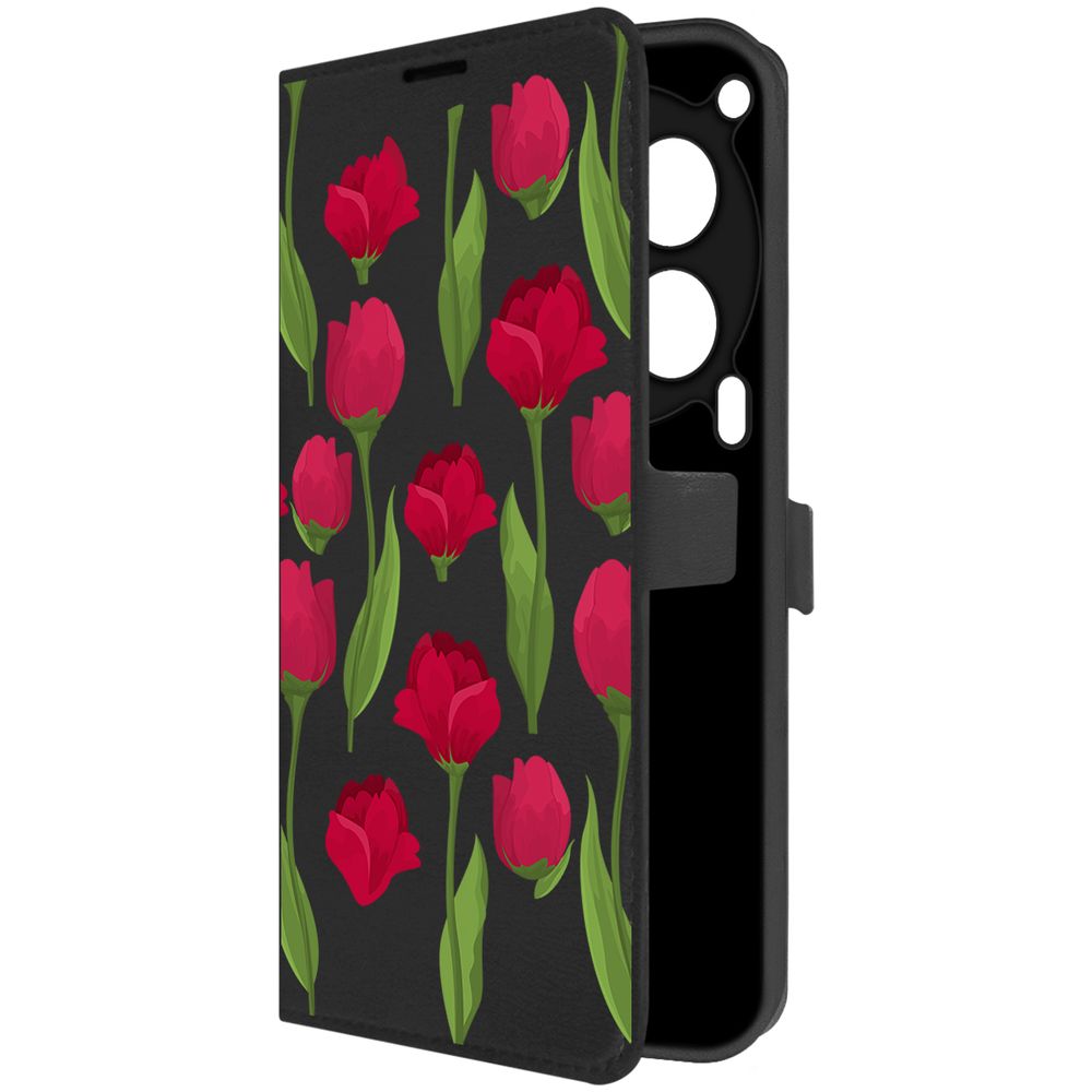 

Чехол-книжка Krutoff Eco Book для TECNO Camon 30 5G Розы паттерн (черный)