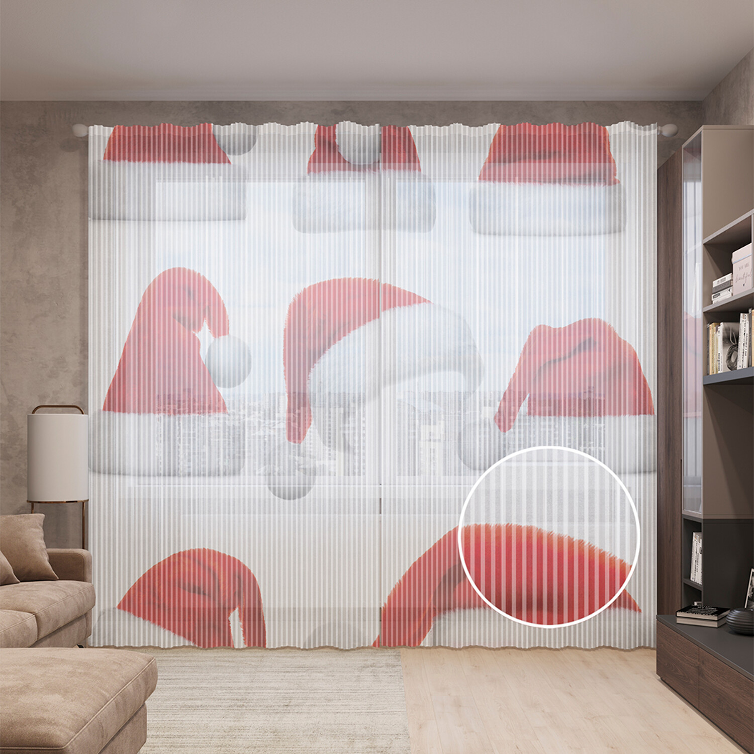 

Тюль вуаль на шторной ленте с принтом JoyArty "Распродажа колпаков", 310х265 см, Распродажа колпаков