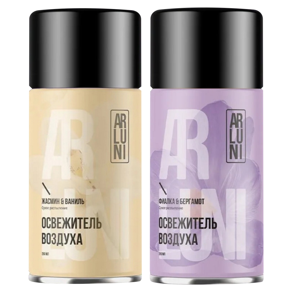 Освежитель Arluni Фиалка и бергамот, Жасмин и ваниль, 250 мл х 2 шт