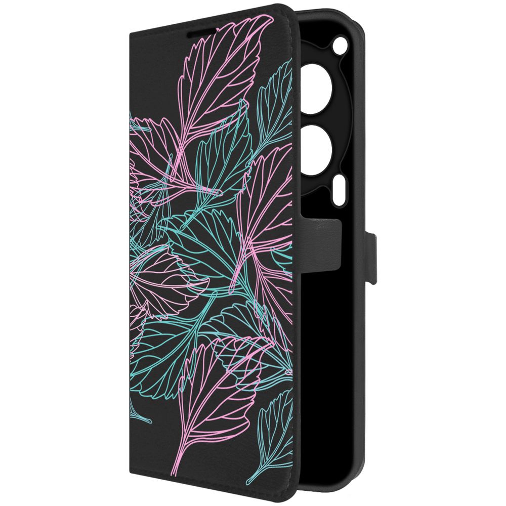 

Чехол-книжка Krutoff Eco Book для TECNO Camon 30 5G Листья паттерн (черный)