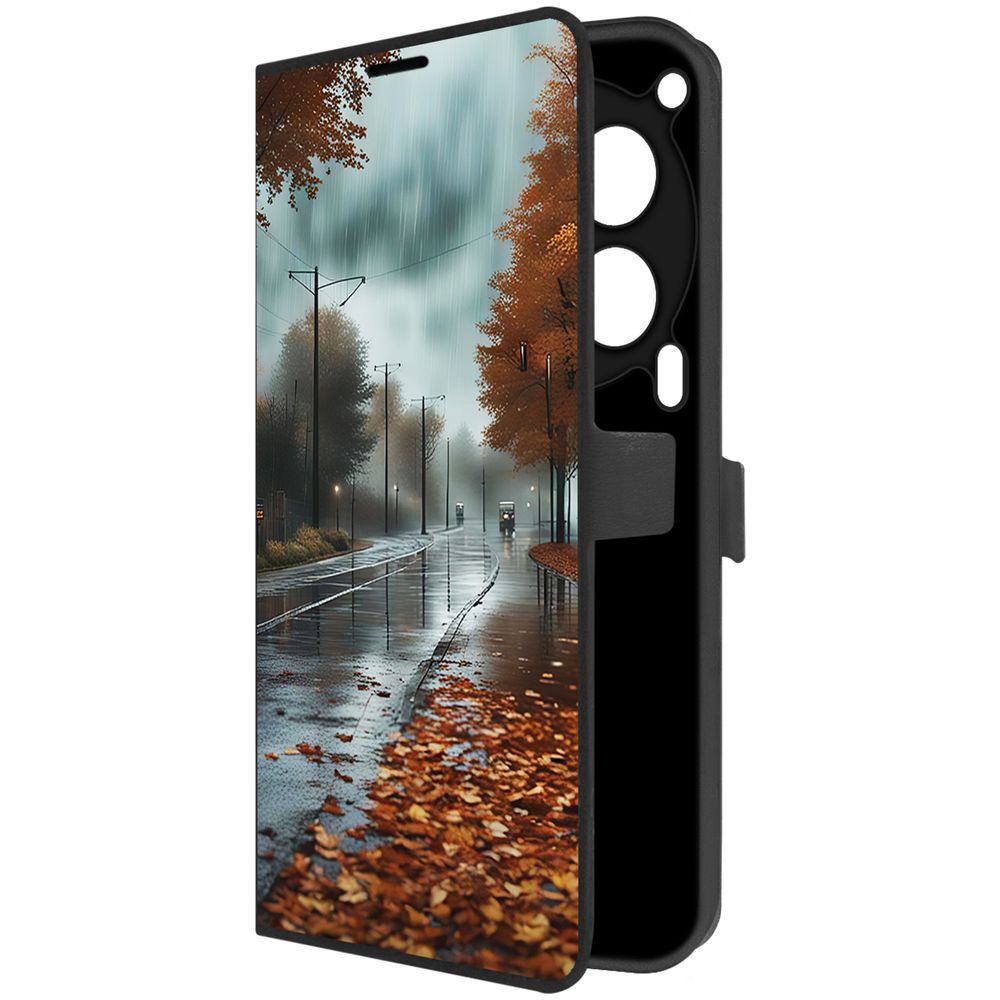 

Чехол-книжка Krutoff Eco Book для TECNO Camon 30 5G Осенний дождь (черный)