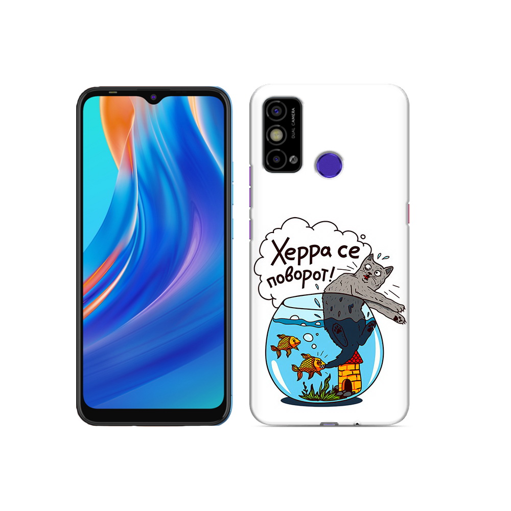 

Чехол MyPads Tocco для Tecno Spark Go Рыбы с котом, Прозрачный, Tocco