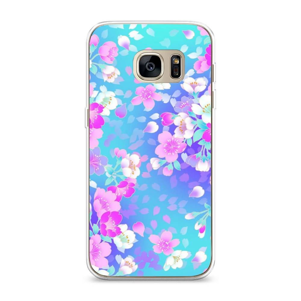 

Чехол Awog на Samsung Galaxy S7 edge "Яблоневые цветы", Голубой;розовый;белый, 24650-8