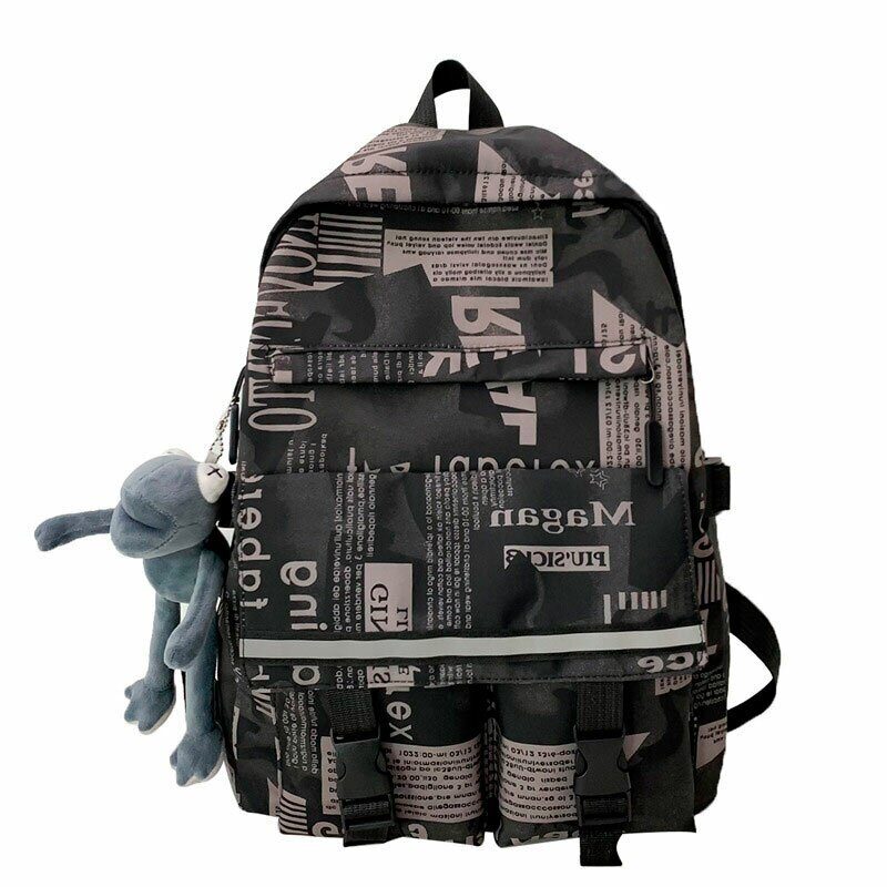 Рюкзак YakMi с игрушкой и светоотражающей полосой, черный, 00-00003266