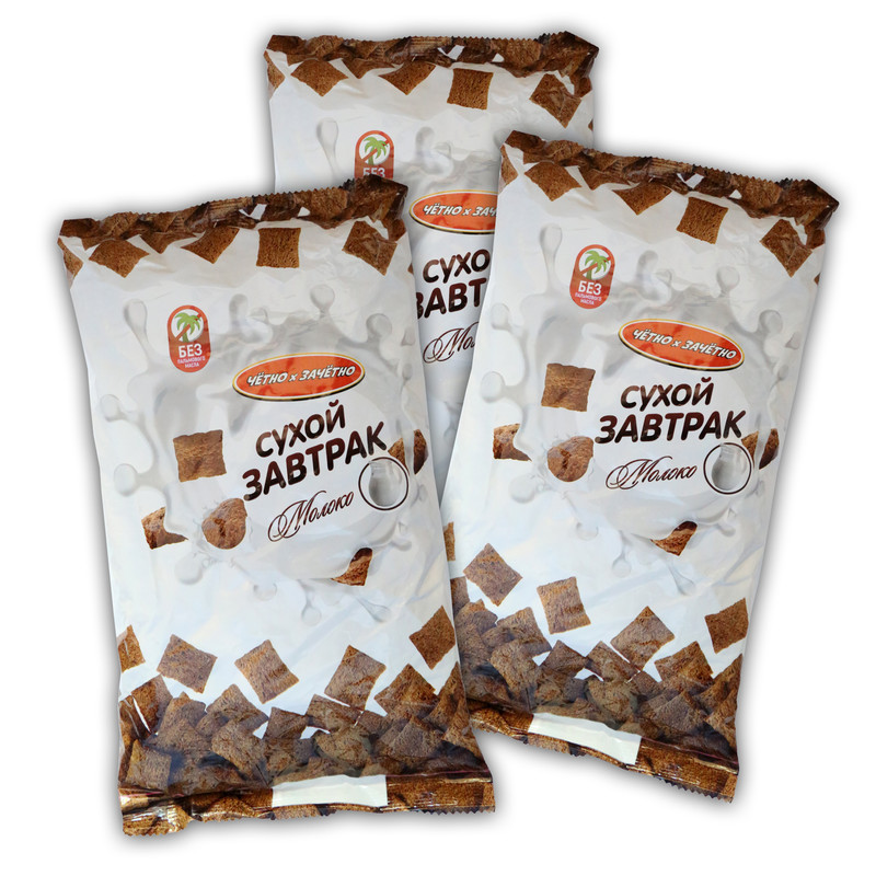 

Подушечки сухой завтрак "Четно-Зачетно", кремовая начинка молоко, 450 гр*3шт