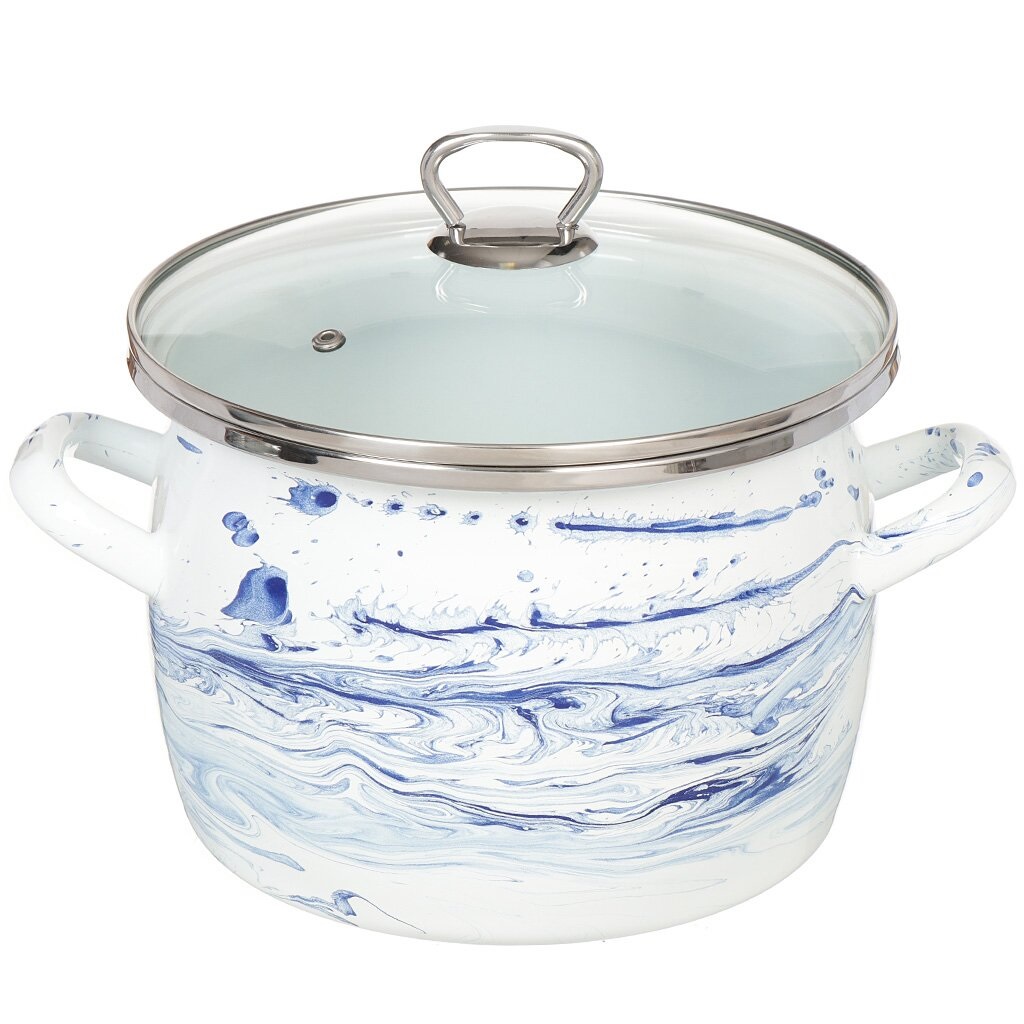 Кастрюля 5 л с крышкой Сантэкс Шейк бело-синяя 1-2450111 индукция