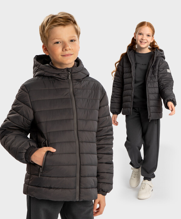 Куртка с капюшоном стеганая серая детская Button Blue 122 224BBBB4101 4599₽