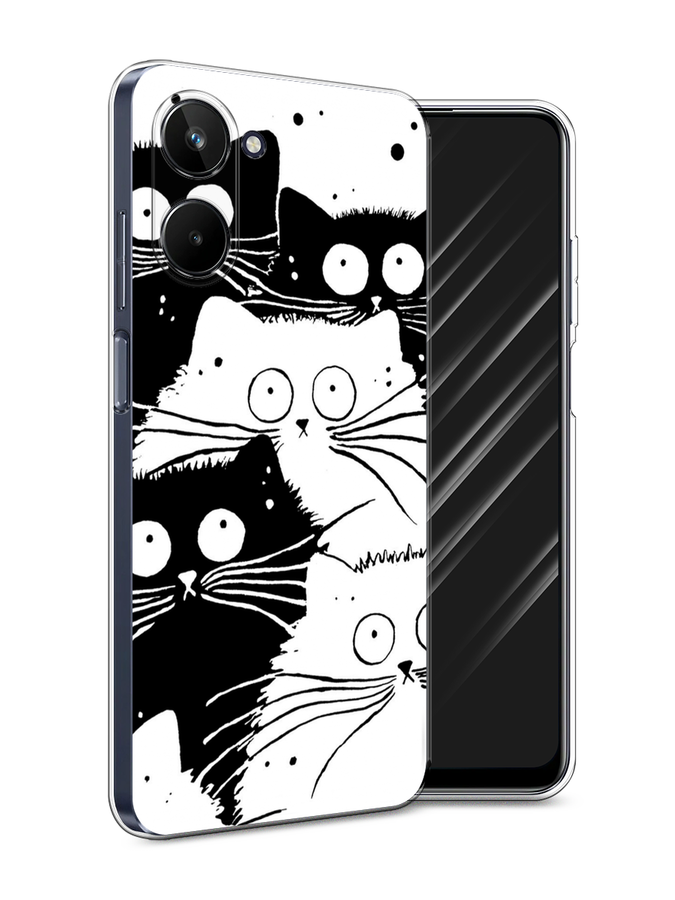 

Чехол Awog на Realme 10 5G "Коты черно-белые", Черный;белый, 2512650-2