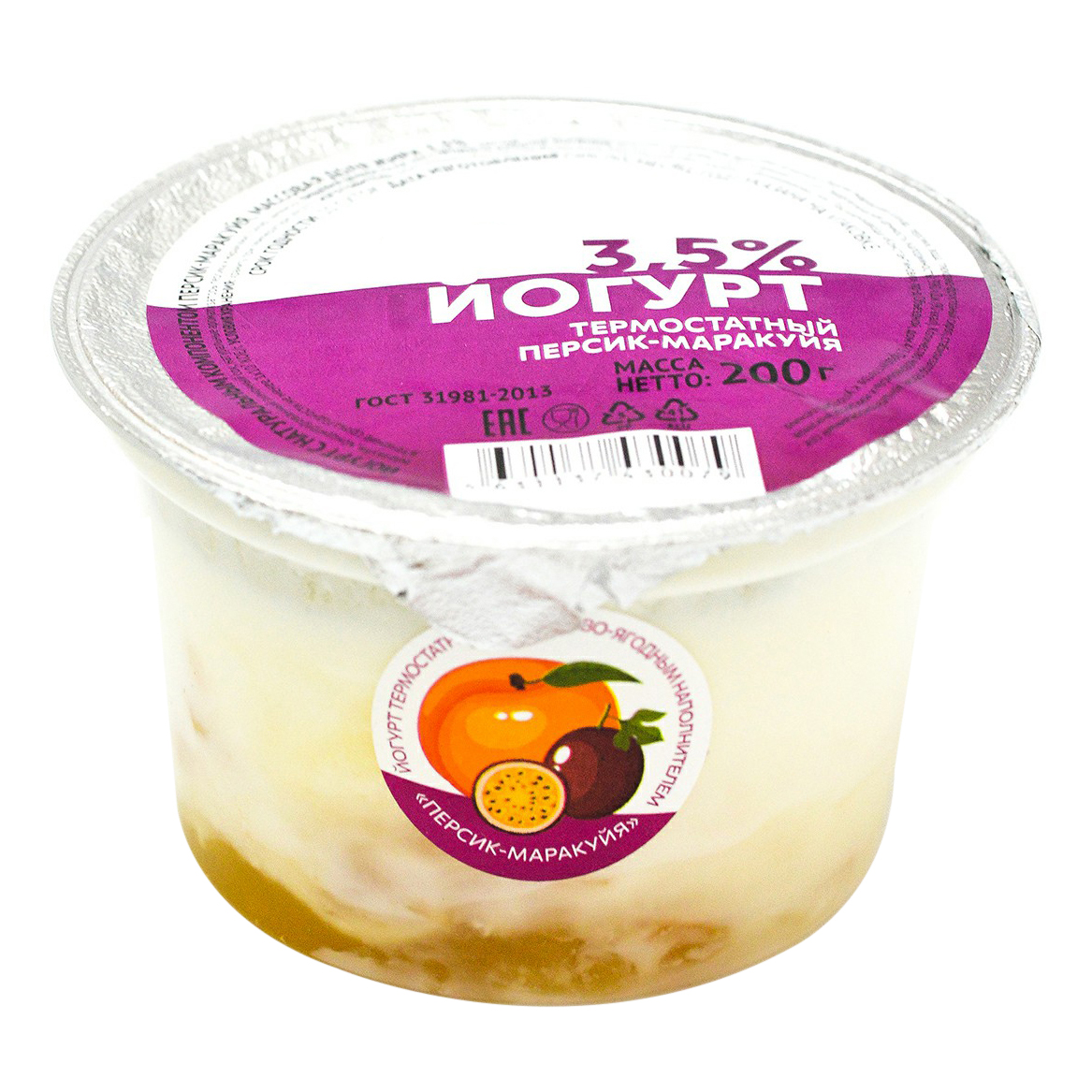 

Йогурт персик-маракуйя 3,5% 200 г