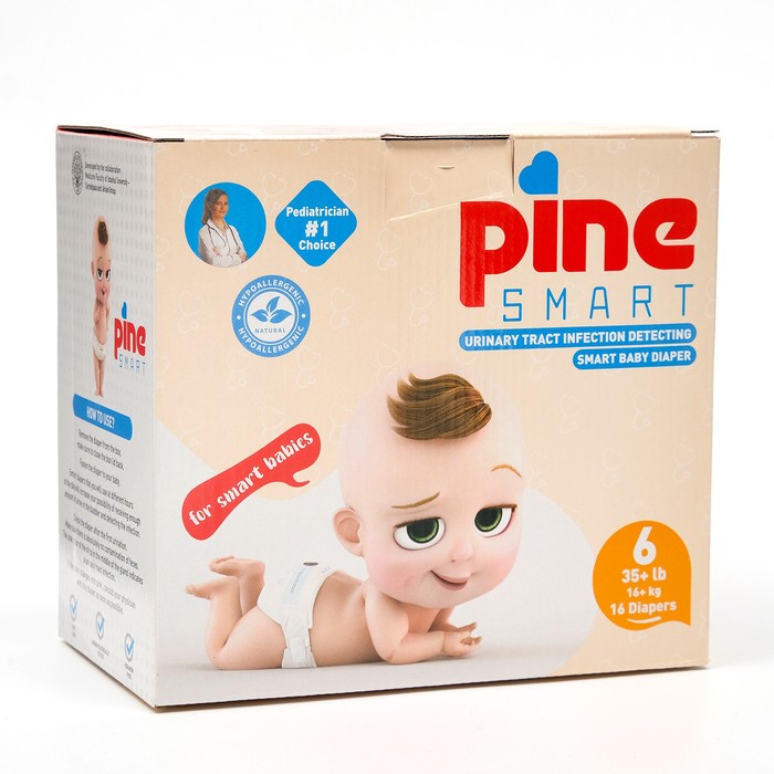 

Подгузники детские умные Pine Smart 6 Ekstra Large, 16+ кг, 16 шт.