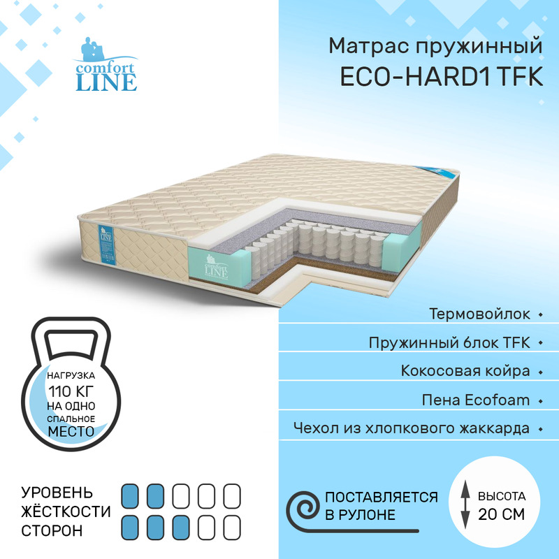 фото Матрас пружинный comfort line eco-hard1 tfk 100х170, высота 20 см