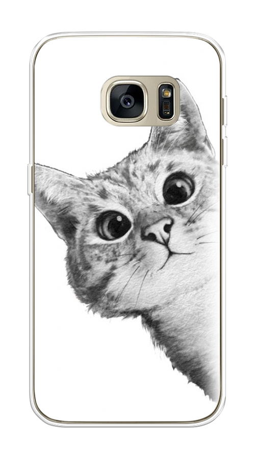 

Чехол Awog на Samsung Galaxy S7 edge "Кот рисунок черно-белый", Черный, 24650-1