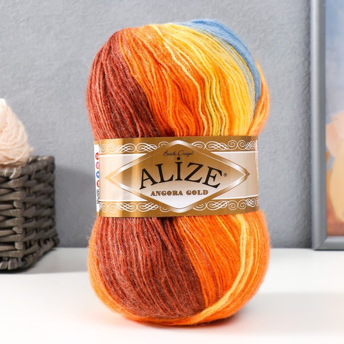 

Пряжа для вязания Alize Angora Gold Batik 20% шерсть, 80% акрил 550м/100гр 7647, Разноцветный