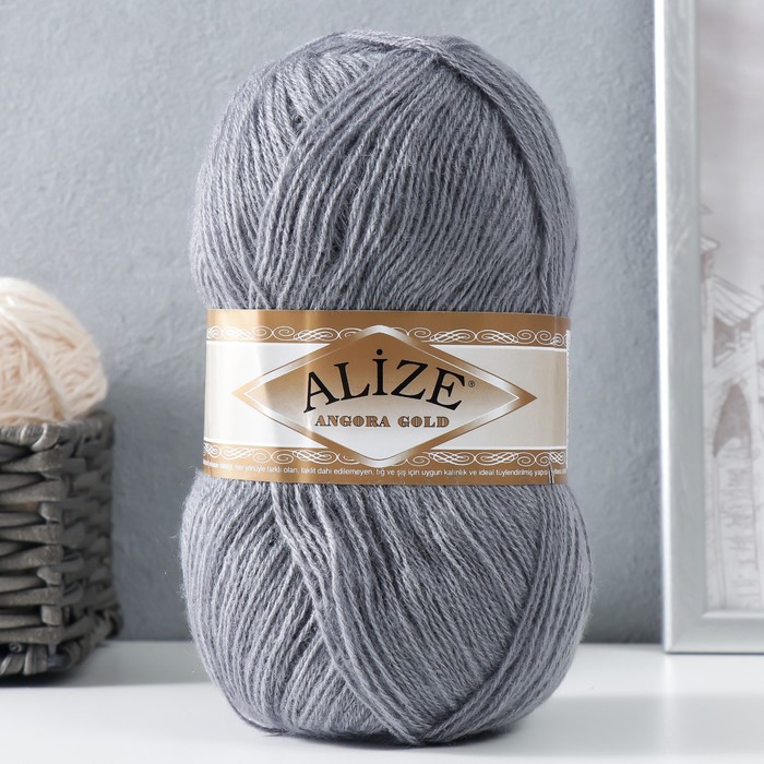 

Пряжа Alize Angora Gold 20% шерсть, 80% акрил 550м/100гр 87, Серый