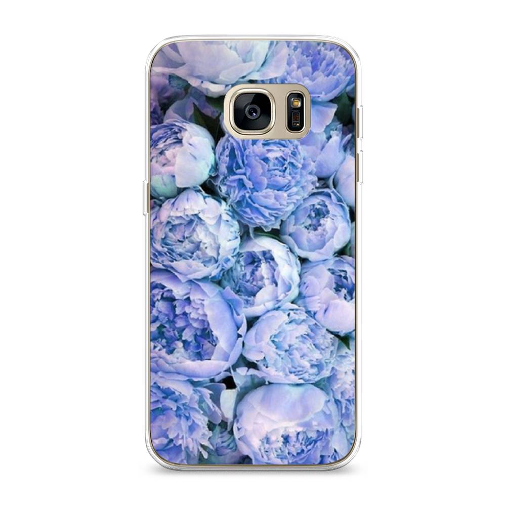 Чехол Awog  на Samsung Galaxy S7 edge Пионы голубые