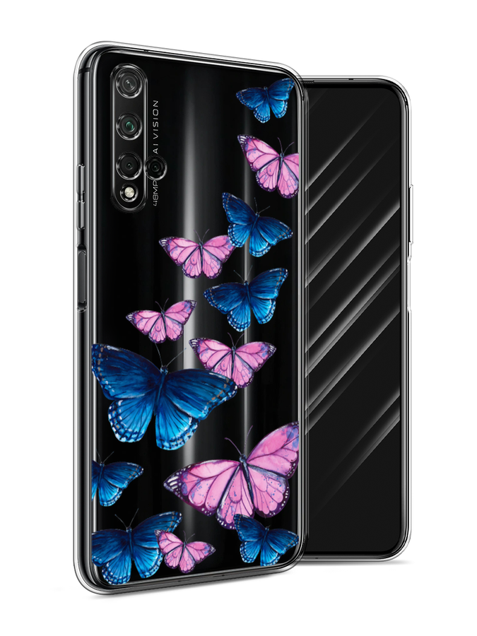

Чехол Awog на Honor 20 "Полет бабочек", Синий;черный;розовый, 69550-2