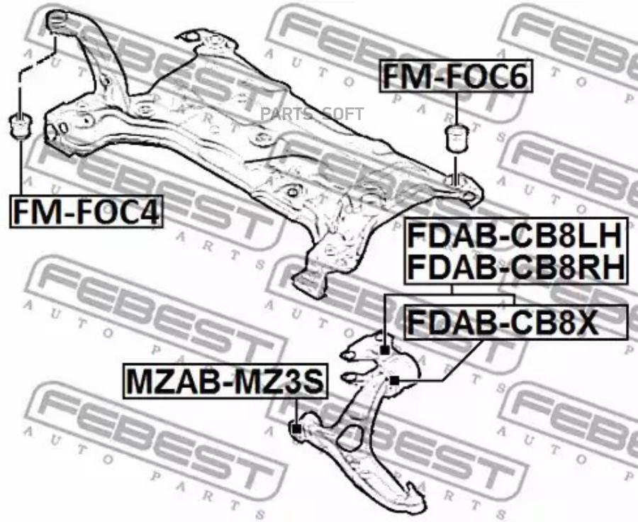 

С-Б. Зад. Пер. Рычага С Кронштейном Lh Ford Focus Cb8 2011- [Eu] Febest арт. FDAB-CB8LH