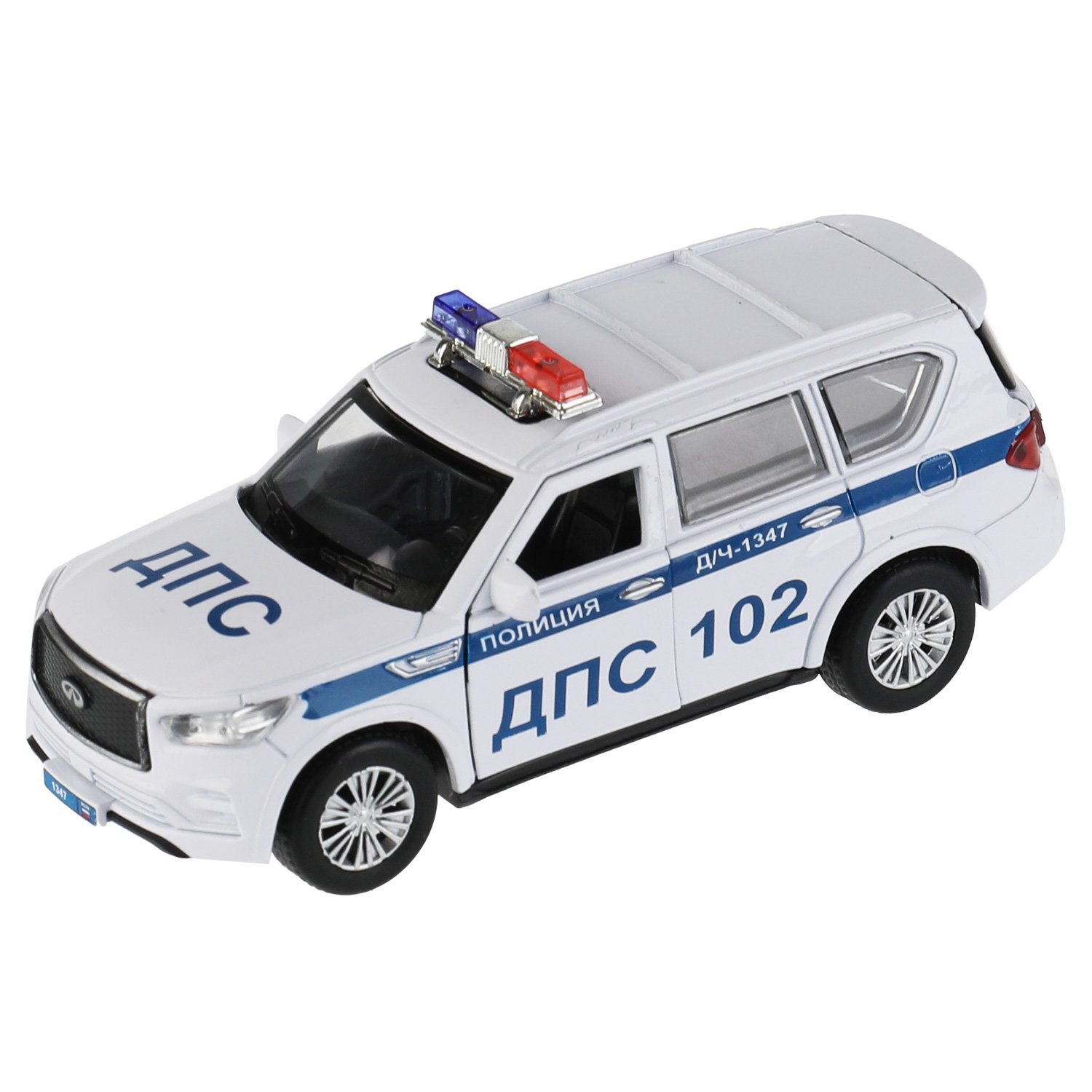 Машина металл Infiniti Qx80 Полиция, 12,5 см, (откр двери, баг, белый) инер, в коробке