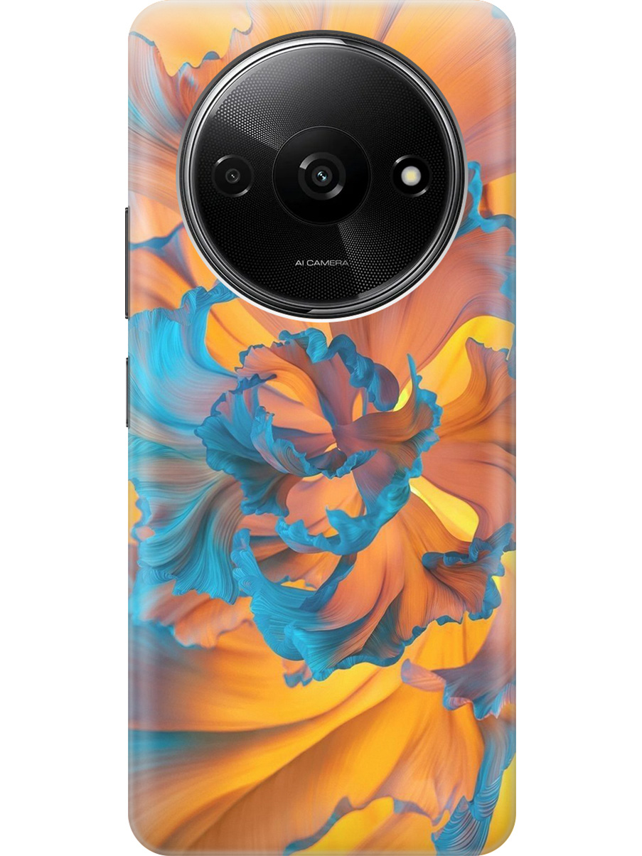 

Силиконовый чехол на Xiaomi Redmi A3 с рисунком "Желто-голубой цветок", Голубой;желтый, 20012118