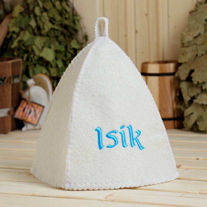 

Шапка для бани Добропаровъ Isik с вышивкой 56RU-58RU; XS-XXL белый, Isik