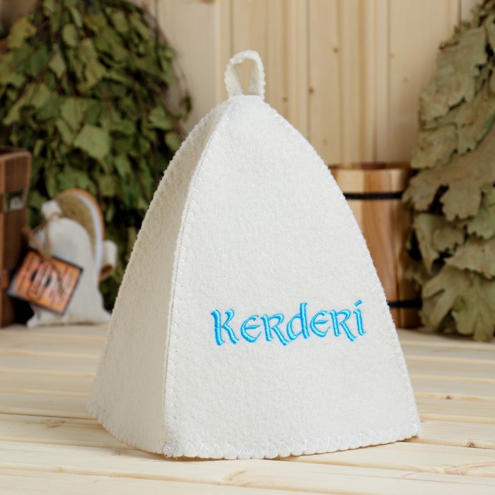 

Шапка для бани Добропаровъ Kerderi с вышивкой 56RU-58RU; XS-XXL белый, Kerderi
