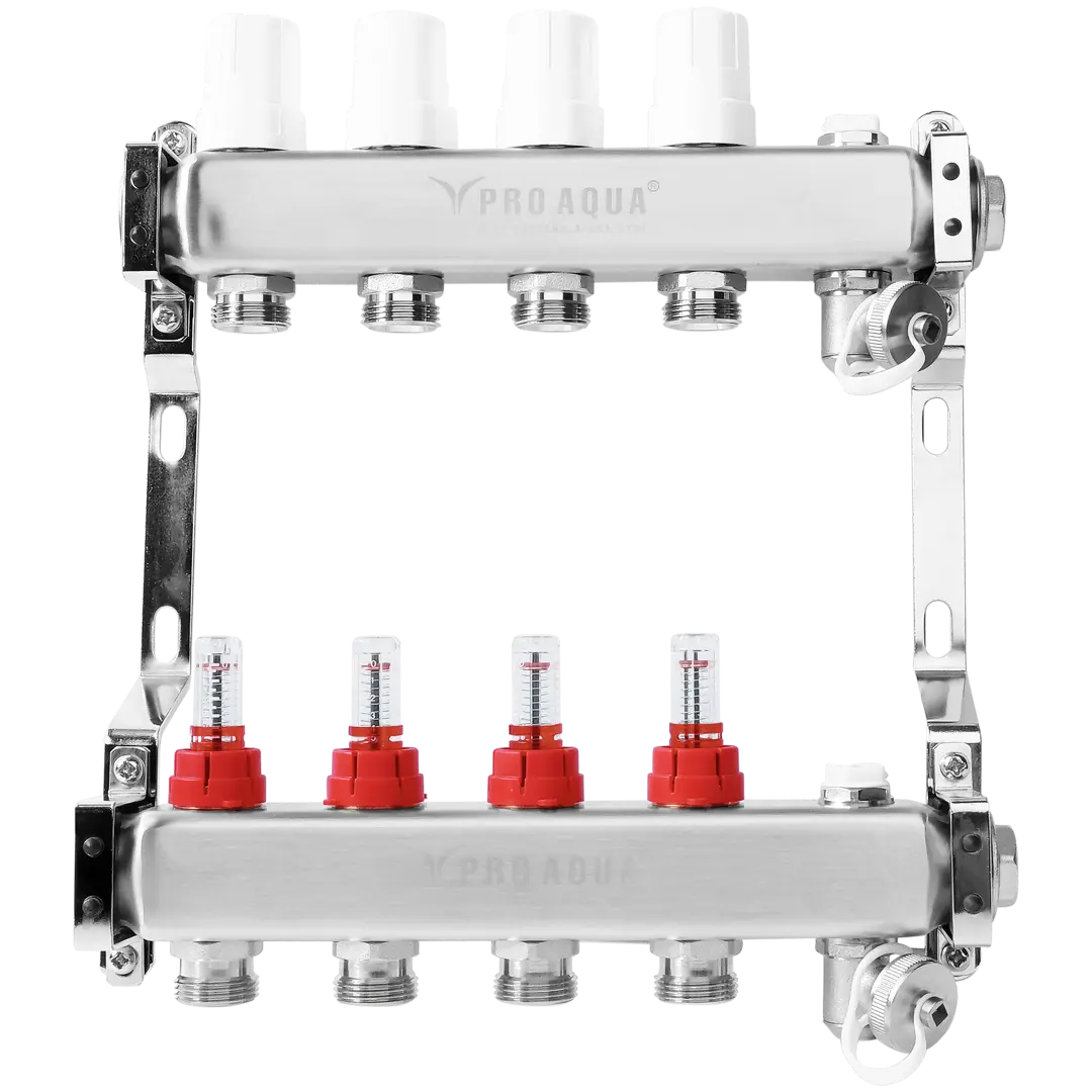 фото Коллекторная группа proaqua со встроенными расходомерами 1"х3/4 4 выходов pro aqua