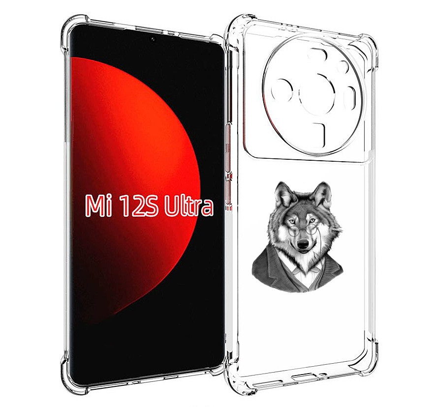 Чехол MyPads волк в пиджаке для Xiaomi 12S Ultra