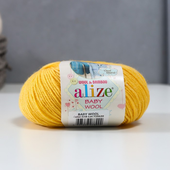 

Пряжа Alize Baby Wool 40% шерсть, 40% акрил, 20% бамбук 175м/50гр 548, Желтый