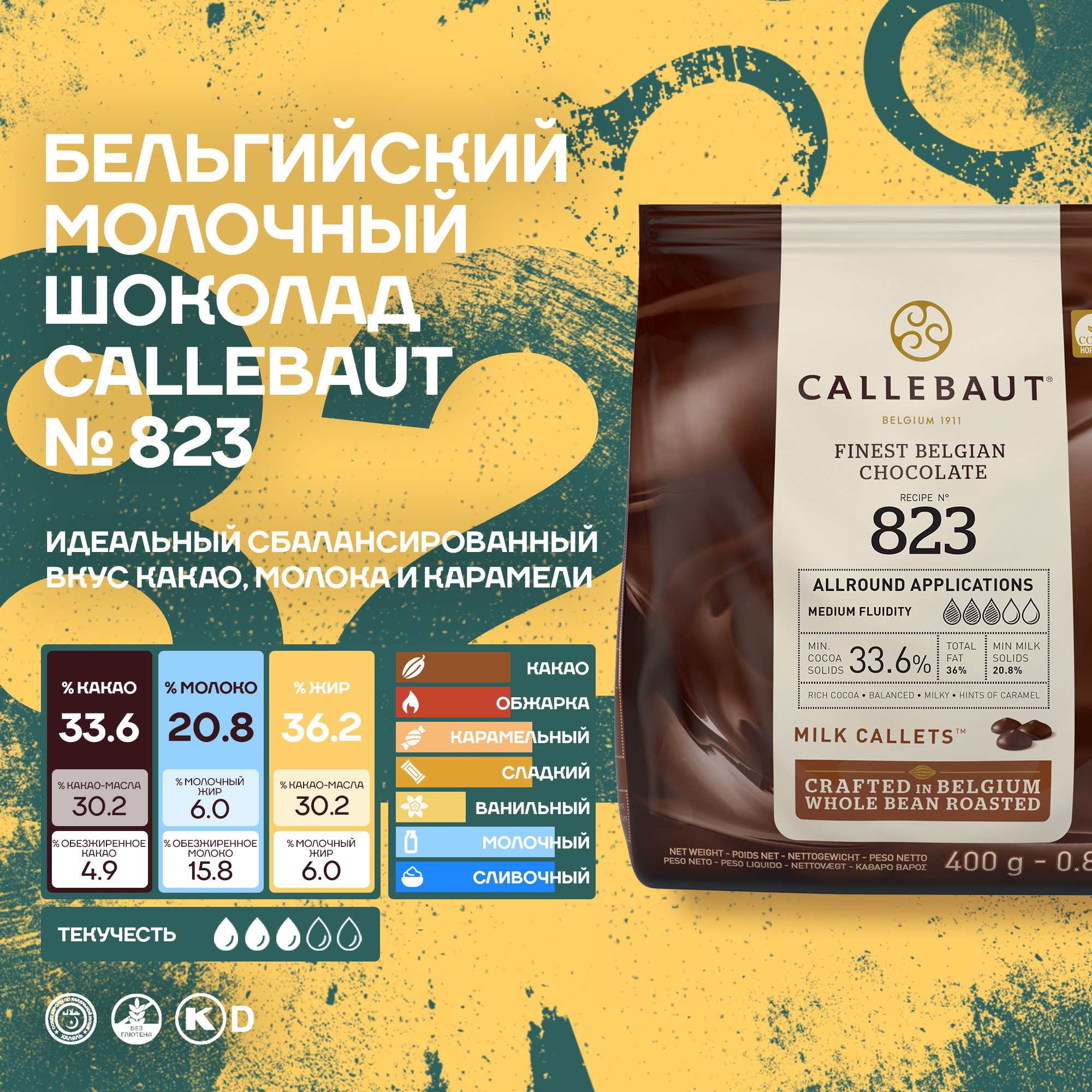 

Бельгийский молочный шоколад Callebaut №823 33,6% 0,4 кг, Callebaut 823 33,6%