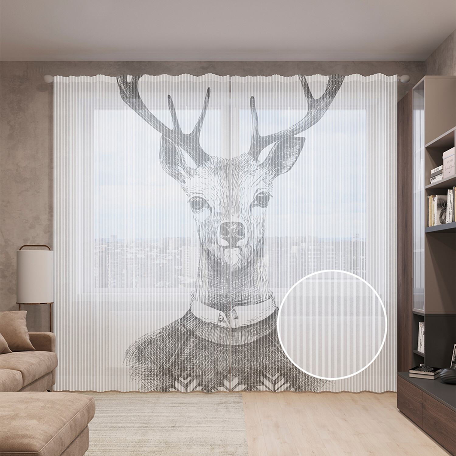 

Тюль вуаль на шторной ленте с принтом JoyArty "Рождественский олень", 310х265 см, Рождественский олень