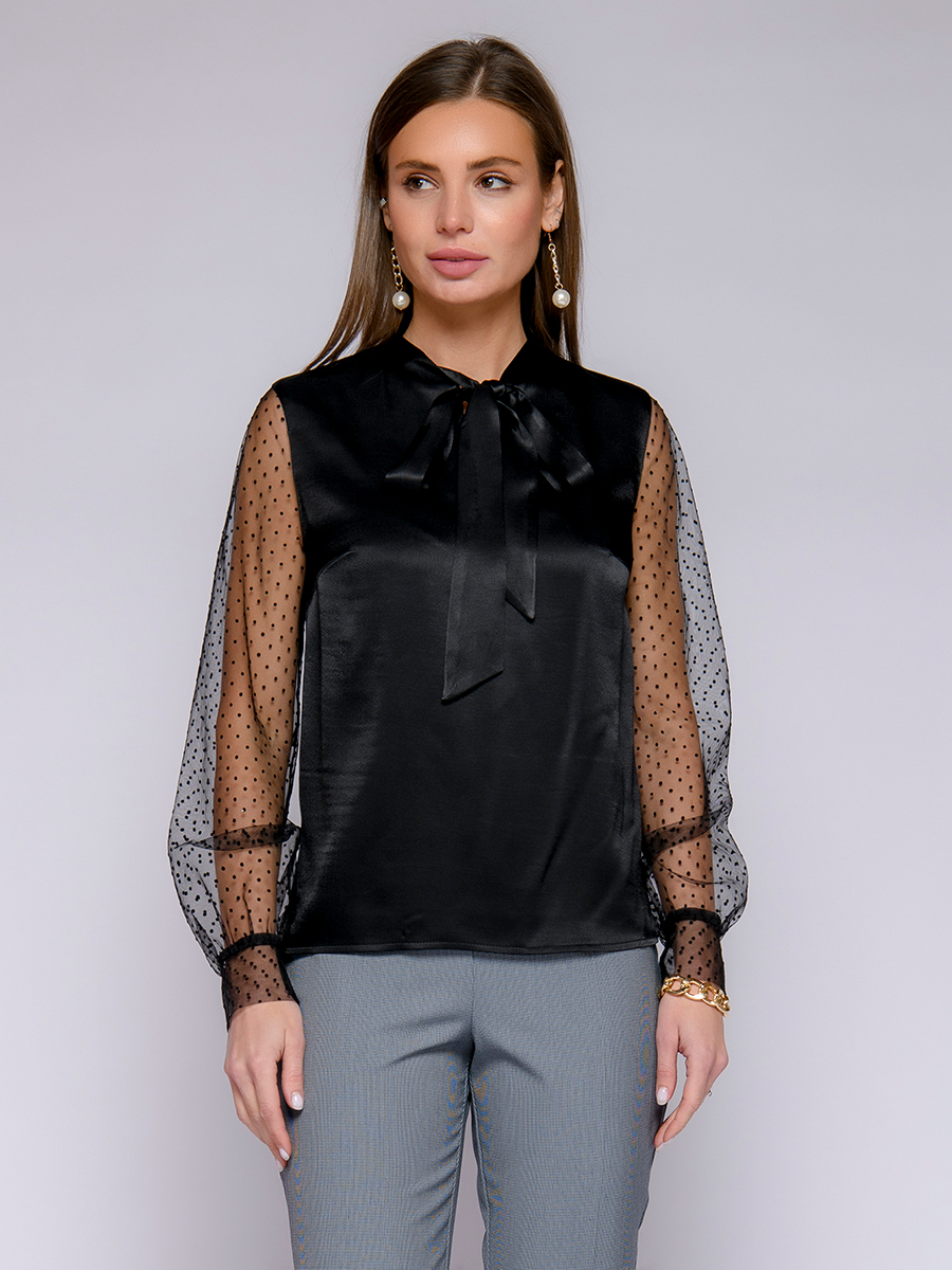 

Блуза женская 1001dress 0152207-02635 черная 44, 0152207-02635