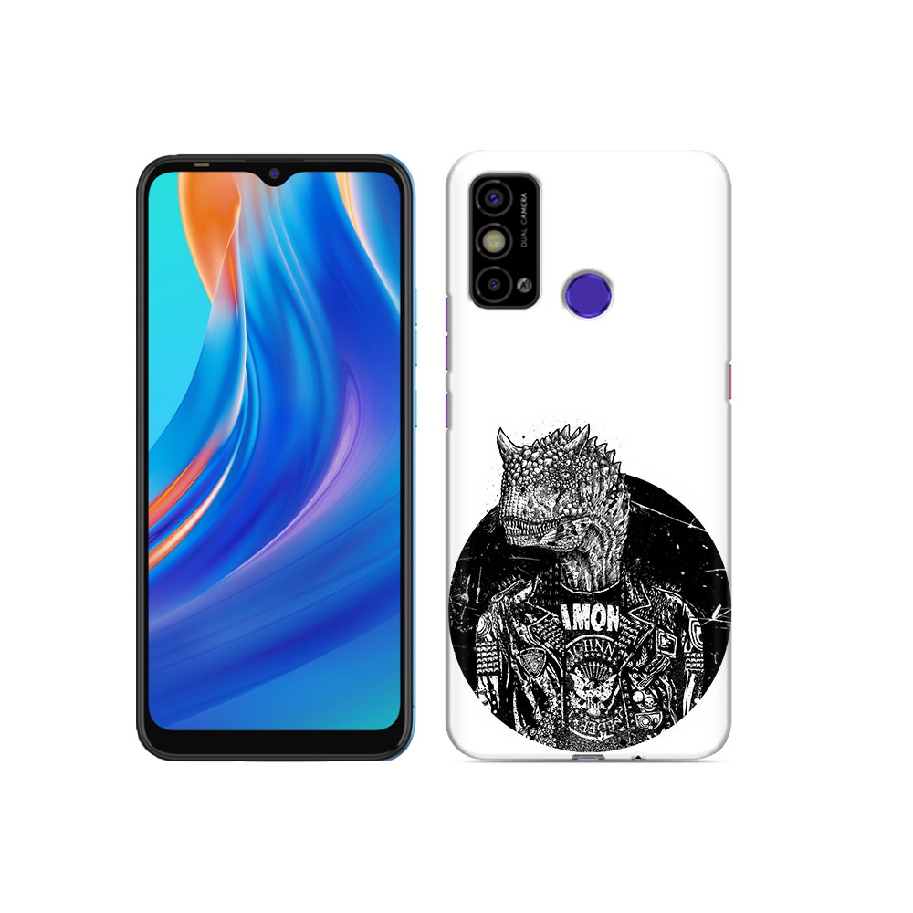 

Чехол MyPads Tocco для Tecno Spark Go динозавр в куртке, Прозрачный, Tocco