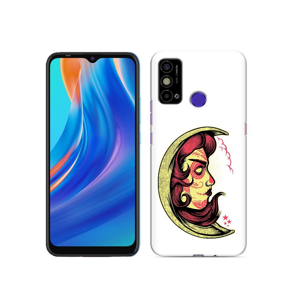 

Чехол MyPads Tocco для Tecno Spark Go желтый полумесяц с лицом девушки, Прозрачный, Tocco