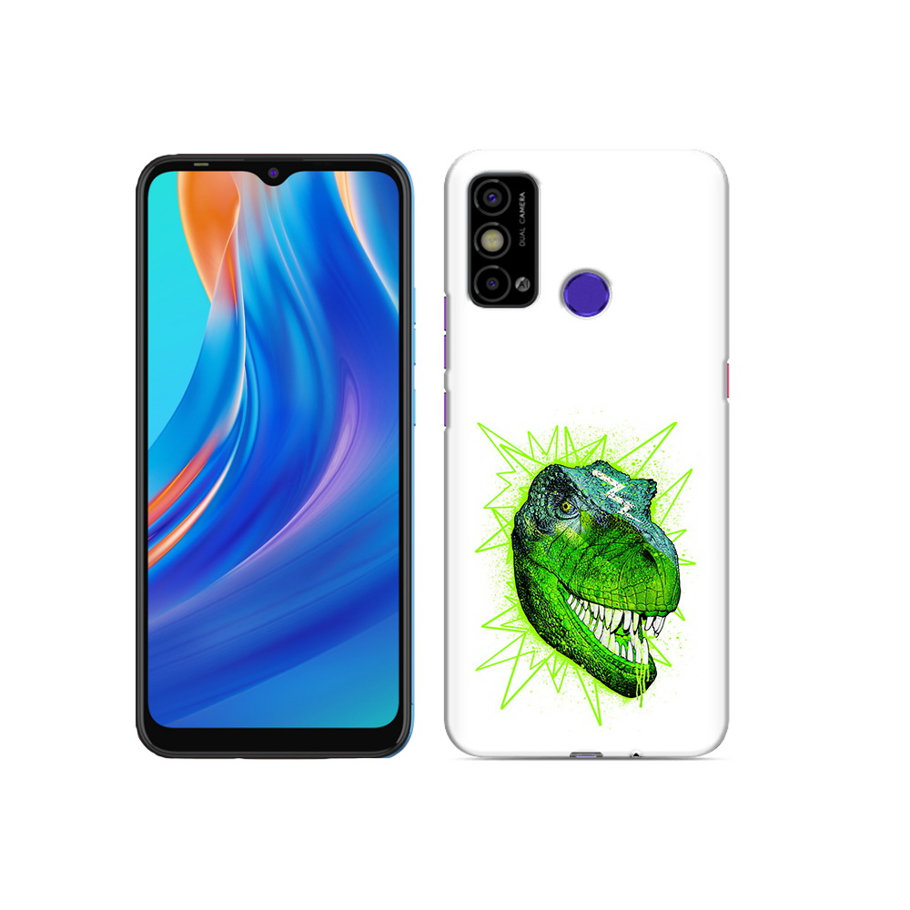 

Чехол MyPads Tocco для Tecno Spark Go зеленый динозавр, Прозрачный, Tocco
